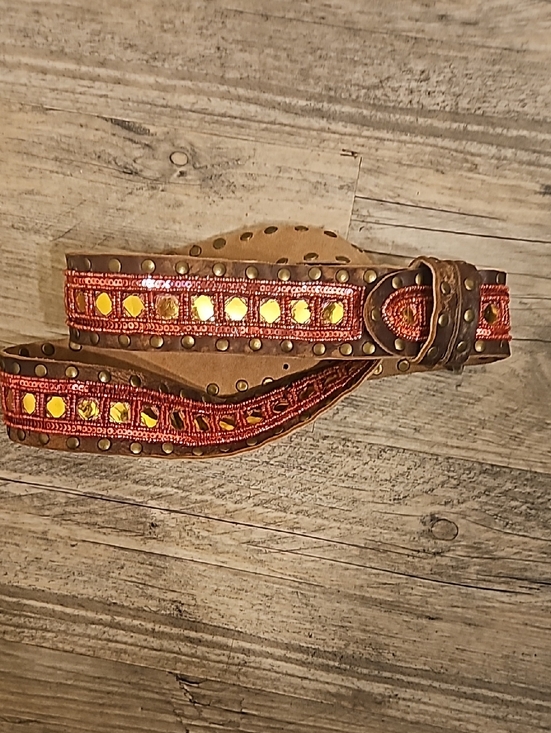 Betsey Johnson Accessories - Betsey Johnson Red and Gold Embellished Women's Belt